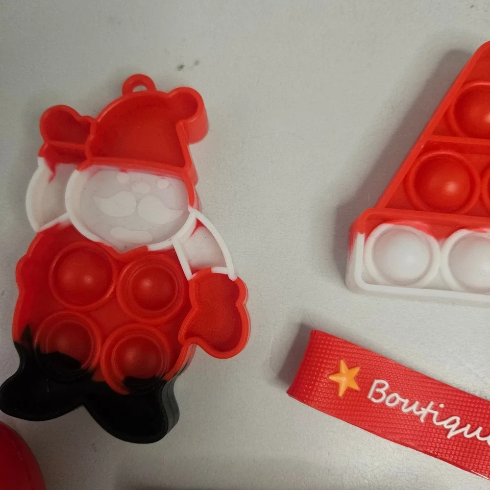 7pc Christmas Fidget Toy Set Santa Squishy Pop It‎ Infinity Cube Keychain Bundle